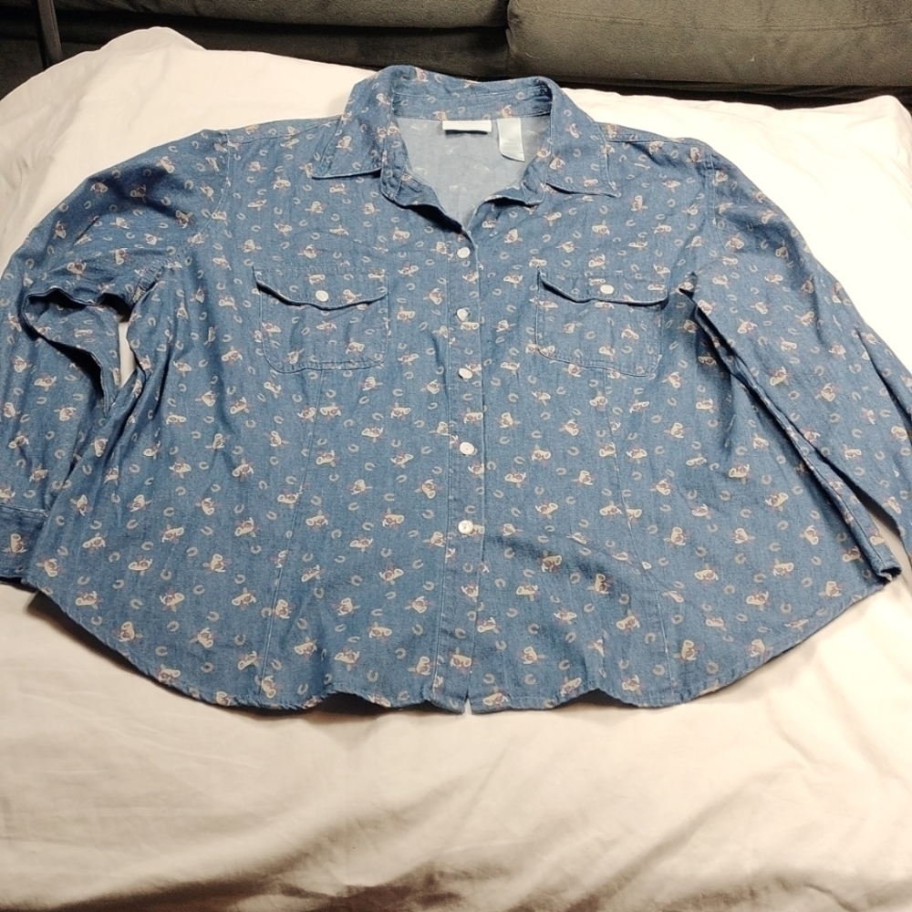 Liz Claiborne woman women's long sleeved button down shirt size 18W